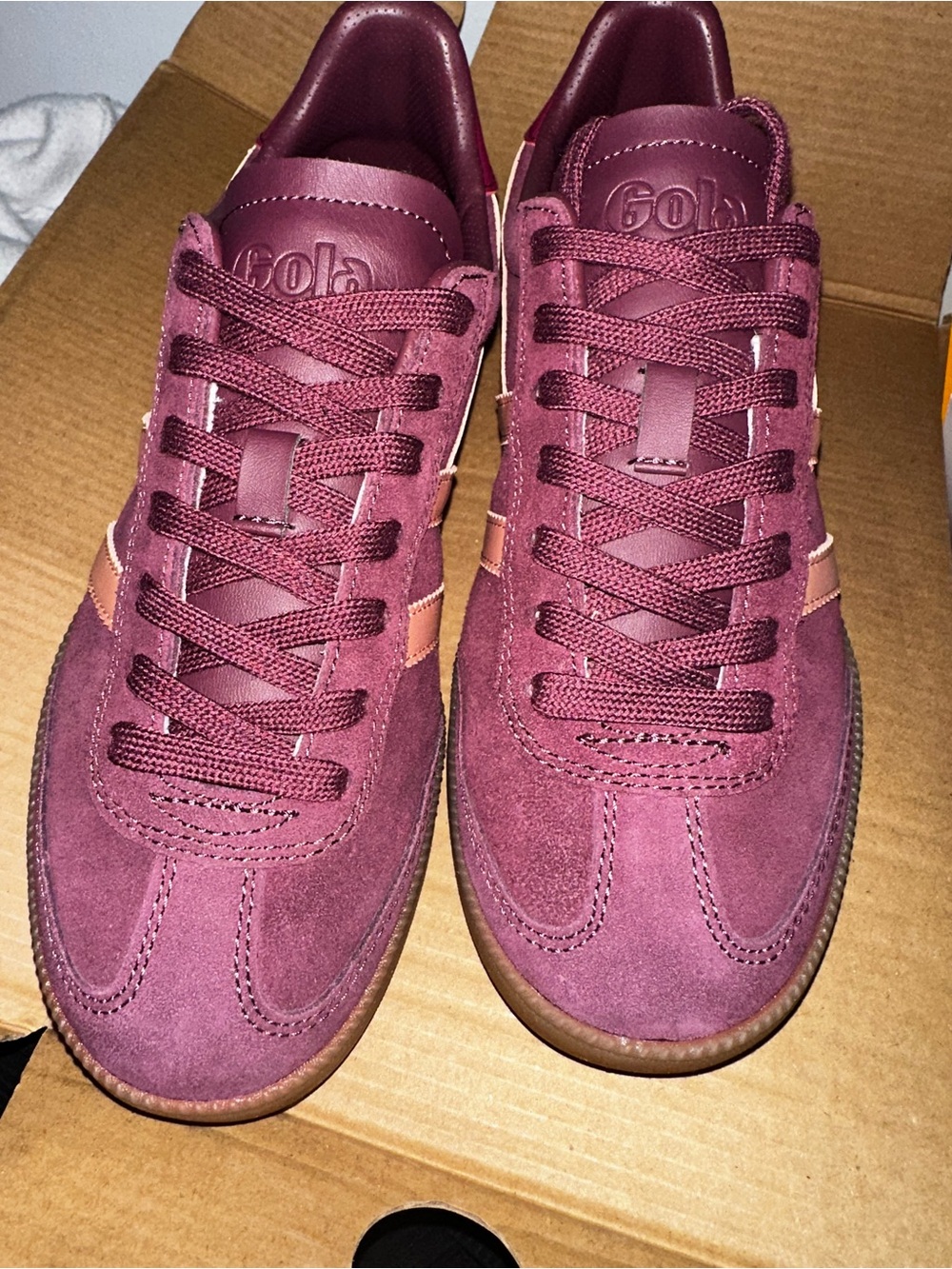 Gola Viper Women's Wine Suede Sneakers with Tan Accent size 7